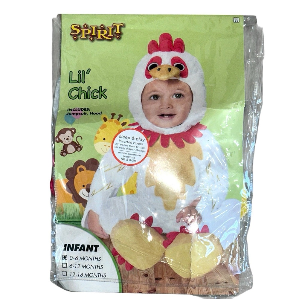 Spirit Lil Chicken Baby Size 0-6 Months‎ Easter Halloween Fuzzy Jumpsuit Costume